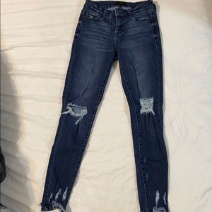 Dark Mid Rise Ankle Skinny Jeans